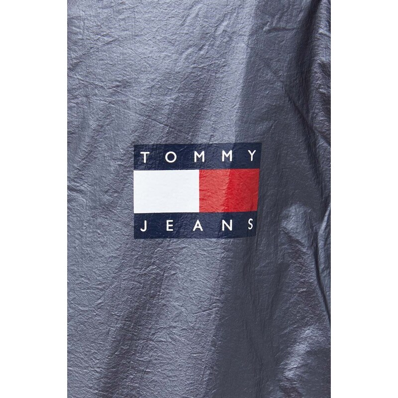 Bunda Tommy Jeans pánská, šedá barva, zimní, oversize