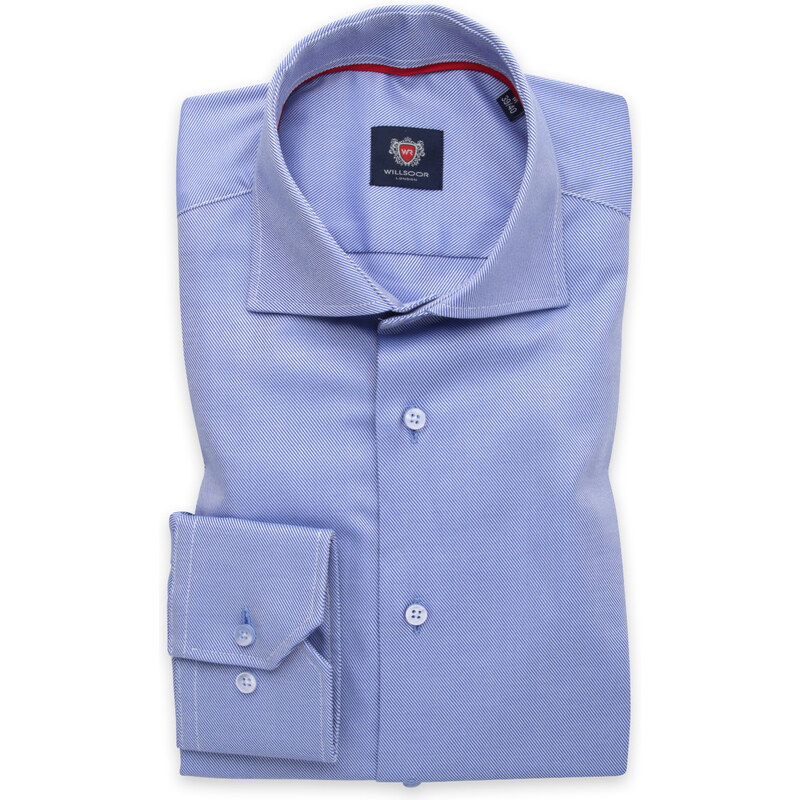 Willsoor Pánská košile slim fit modré barvy s jemným pruhovaným vzorem 15635