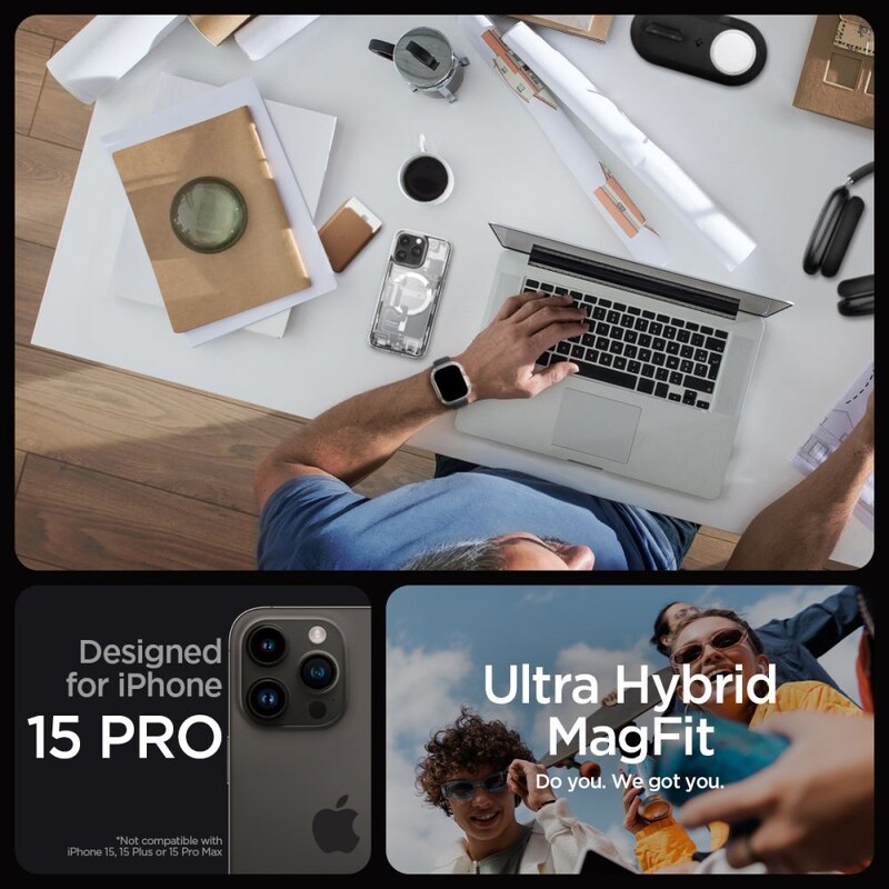 Ochranný kryt na iPhone 15 Pro - Spigen, Ultra Hybrid Mag Zero One White