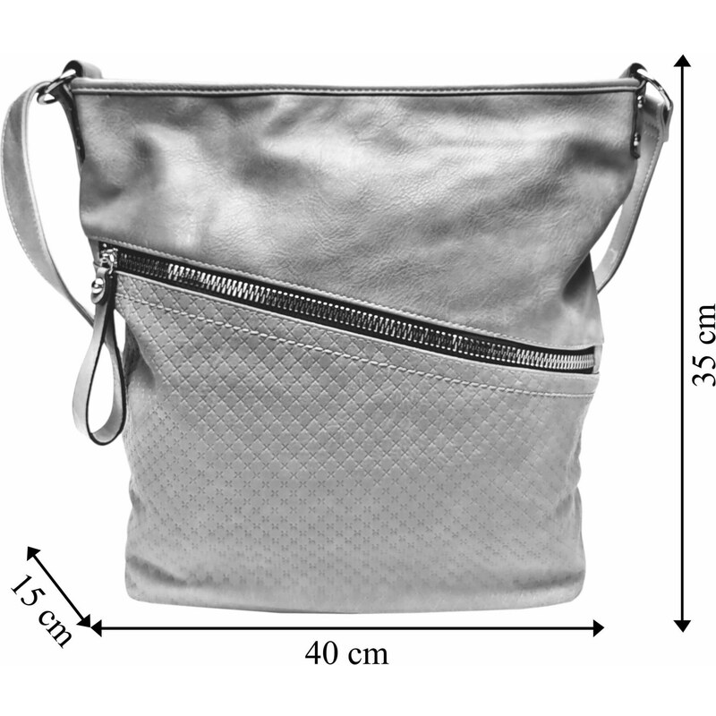 Tapple Velká světle šedá crossbody kabelka s kapsou