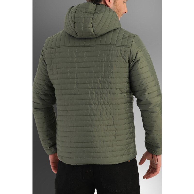 D1fference Men's Khaki Inner Lined Water And Windproof Hooded Winter Coat