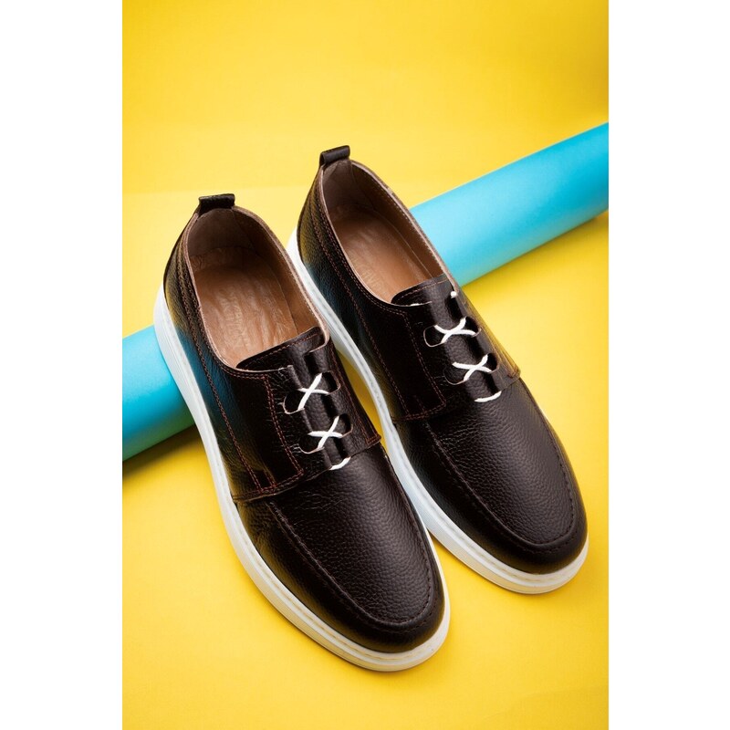 Ducavelli Marine Genuine Leather Men's Casual Shoes, Casual Shoes, Summer Shoes, Lace-Up Lightweight Shoes.