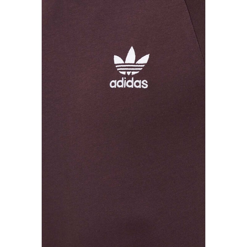 Bavlněné tričko adidas Originals hnědá barva, s aplikací