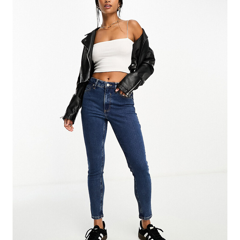 ASOS Petite ASOS DESIGN Petite skinny jeans in mid blue 100059938
