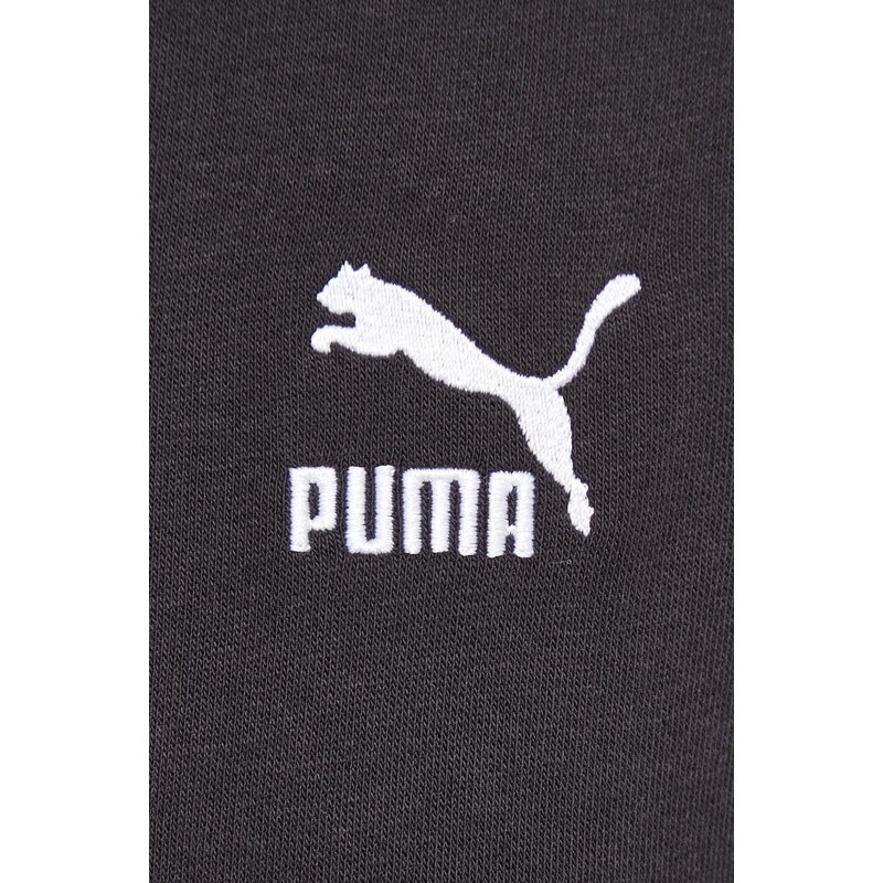 Mikina Puma dámská, černá barva, s kapucí, hladká