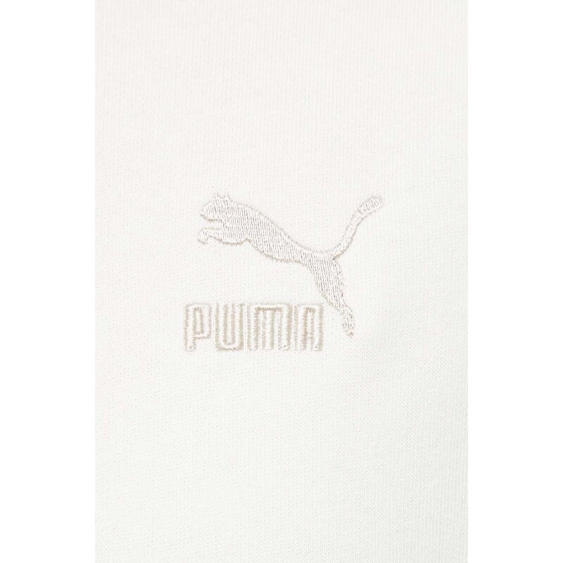 Mikina Puma dámská, béžová barva, s kapucí, hladká
