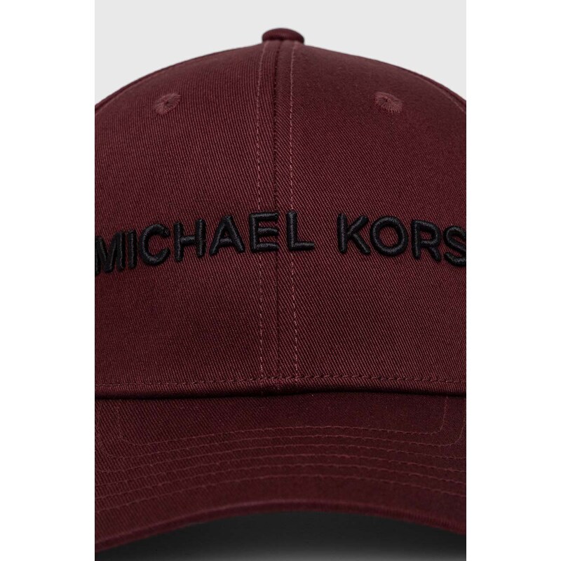 Bavlněná baseballová čepice Michael Kors vínová barva, s aplikací