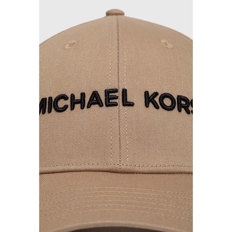 Bavlněná baseballová čepice Michael Kors béžová barva, s aplikací