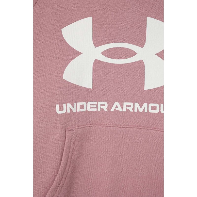 Dětská mikina Under Armour UA Rival Fleece BLÂ růžová barva, s kapucí, s potiskem