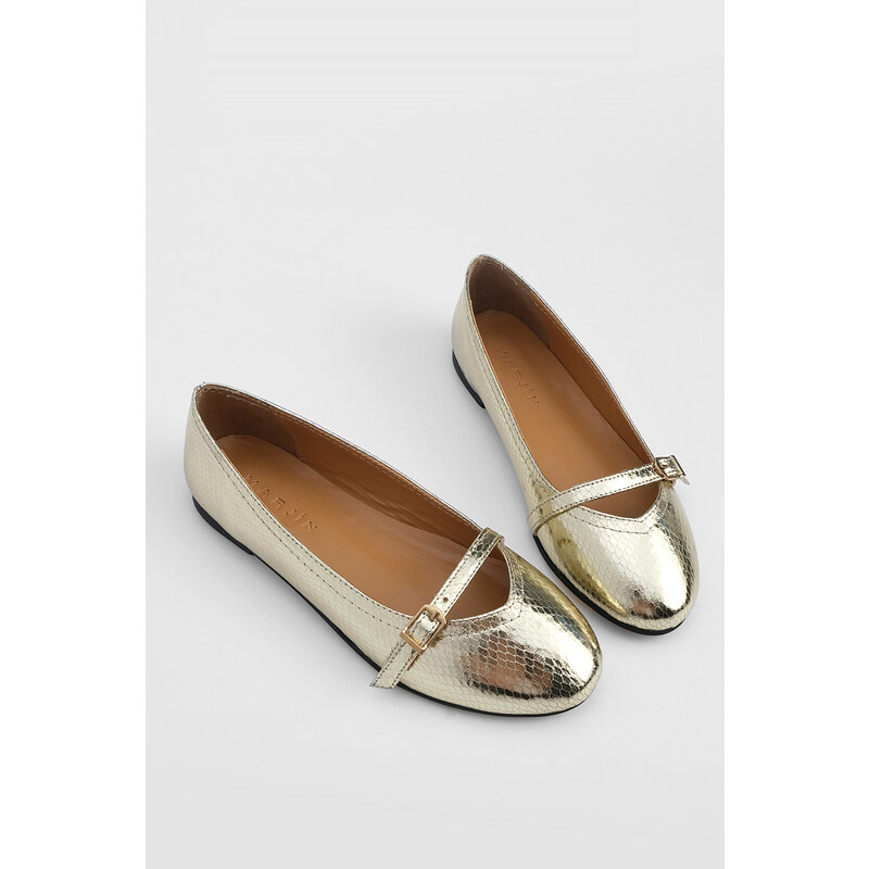 Marjin Women's Banded Flat Flats Tariq Gold