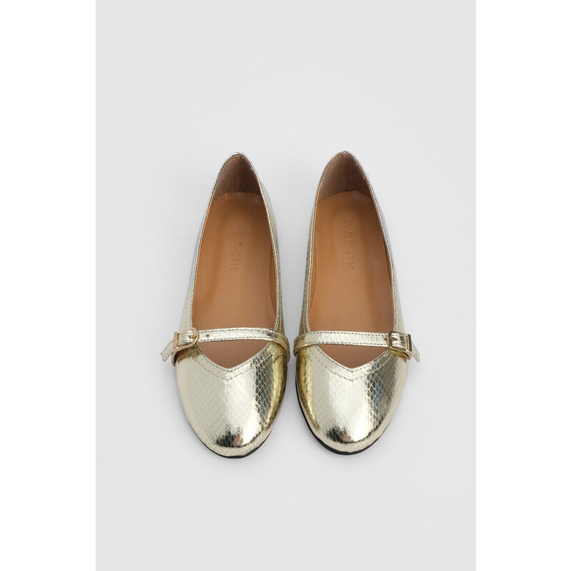 Marjin Women's Banded Flat Flats Tariq Gold