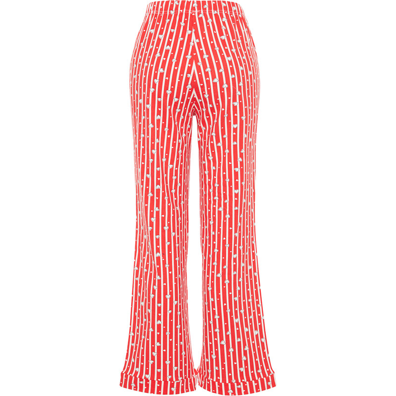 Trendyol Red Cotton Striped Knitted Pajamas Bottoms