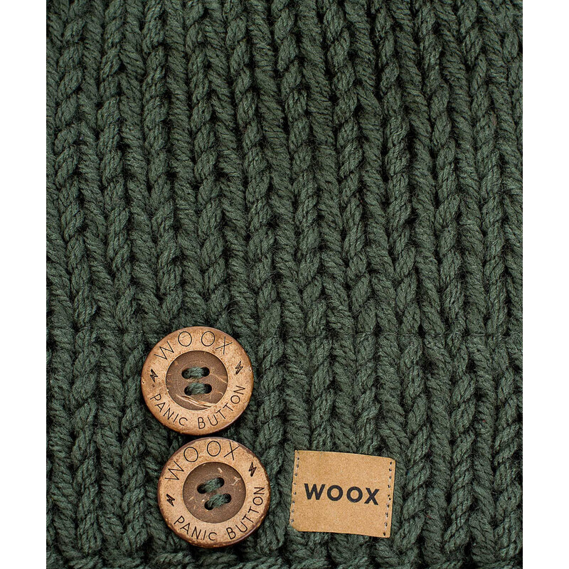 Čepice WOOX Dark Olive Button Beanie