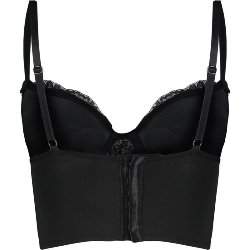 Trendyol Black Polyamide Lace Detailed Extra Push Up Bustier Knitted Bra