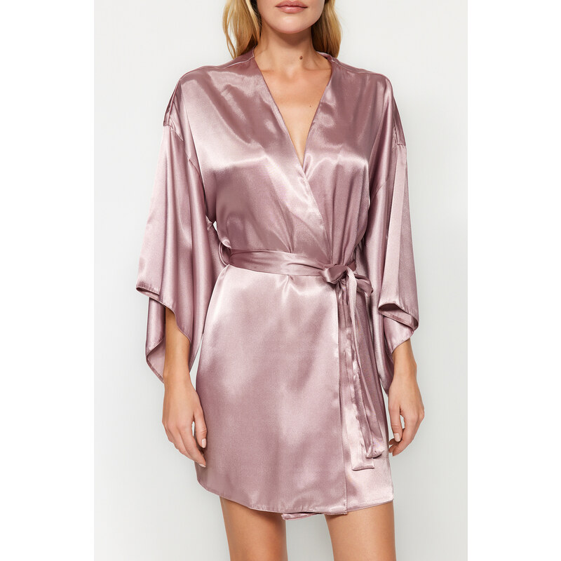 Trendyol Powder Belted Satin Woven Dressing Gown