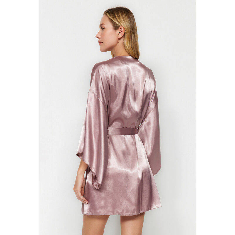 Trendyol Powder Belted Satin Woven Dressing Gown