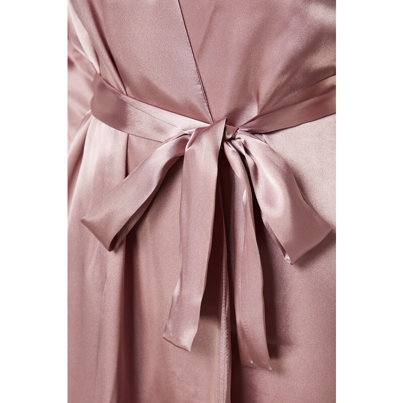 Trendyol Powder Belted Satin Woven Dressing Gown