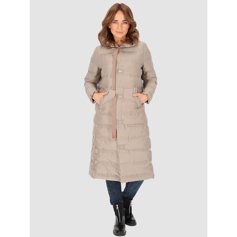PERSO Womans Long insulated womens coat with a hood