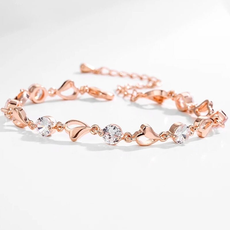 Éternelle Náramek se zirkony a srdíčky Thalia Rose Gold 86633615