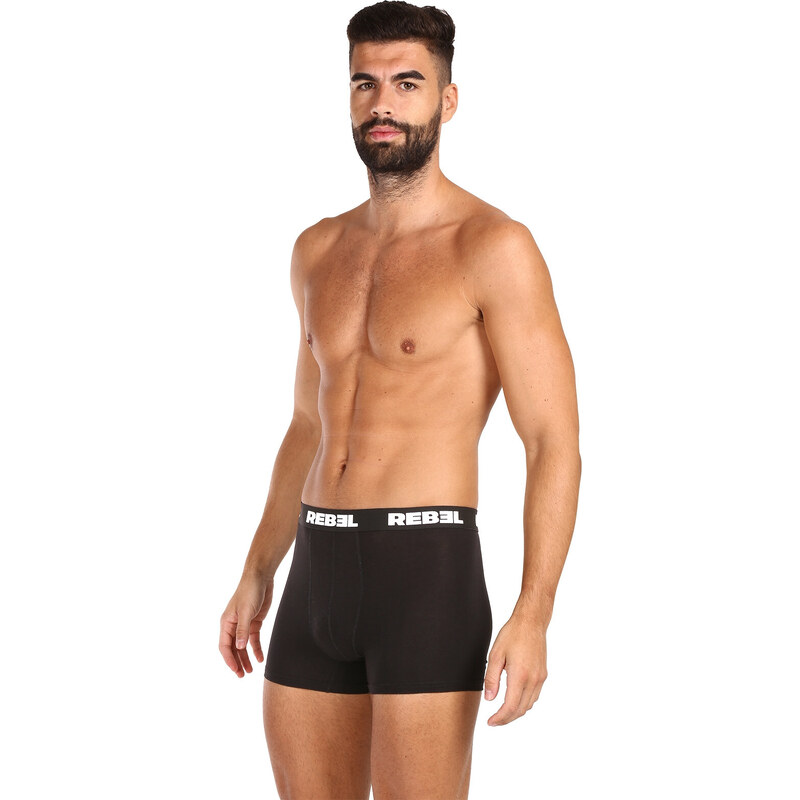 3PACK pánské boxerky Nedeto Rebel černé