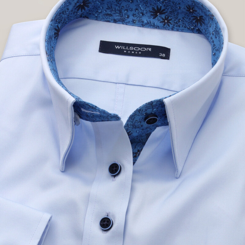 Willsoor Klasická světle modrá dámská košile s ozdobnými prvky 15665