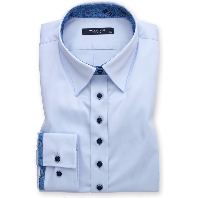 Willsoor Klasická světle modrá dámská košile s ozdobnými prvky 15665
