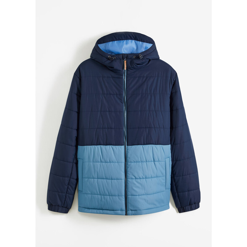 bonprix Prošívaná bunda s kapucí, z recyklovaného polyesteru Modrá