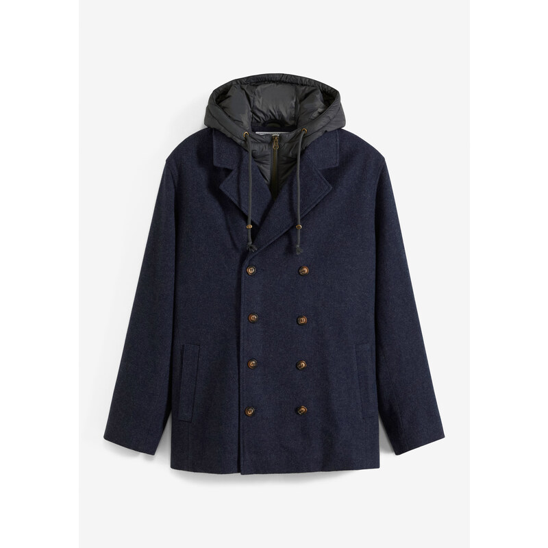 bonprix Zimní kabát Caban ve vzhledu 2 v 1 Modrá