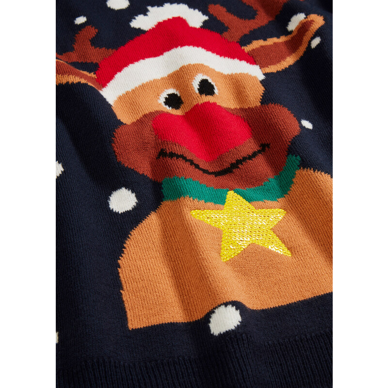 bonprix Vánoční svetr z jemné pleteniny Modrá