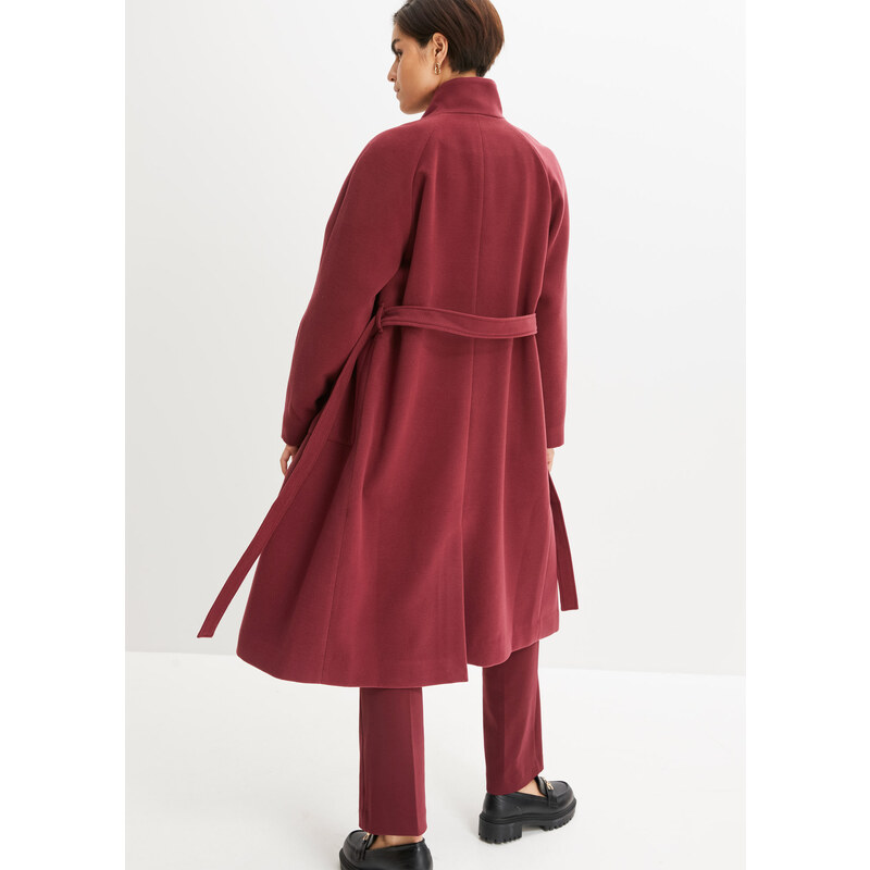 bonprix Kabát ve vlněném vzhledu Červená