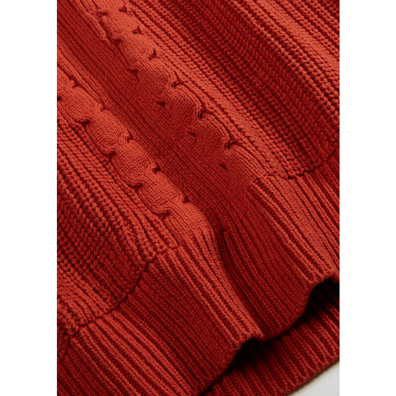 bonprix Hrubě pletený svetr s balónovými rukávy Hnědá