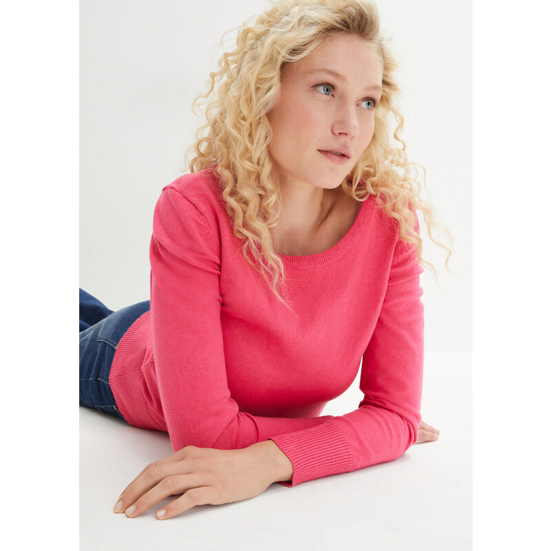bonprix Základní svetr s recyklovanou bavlnou Pink