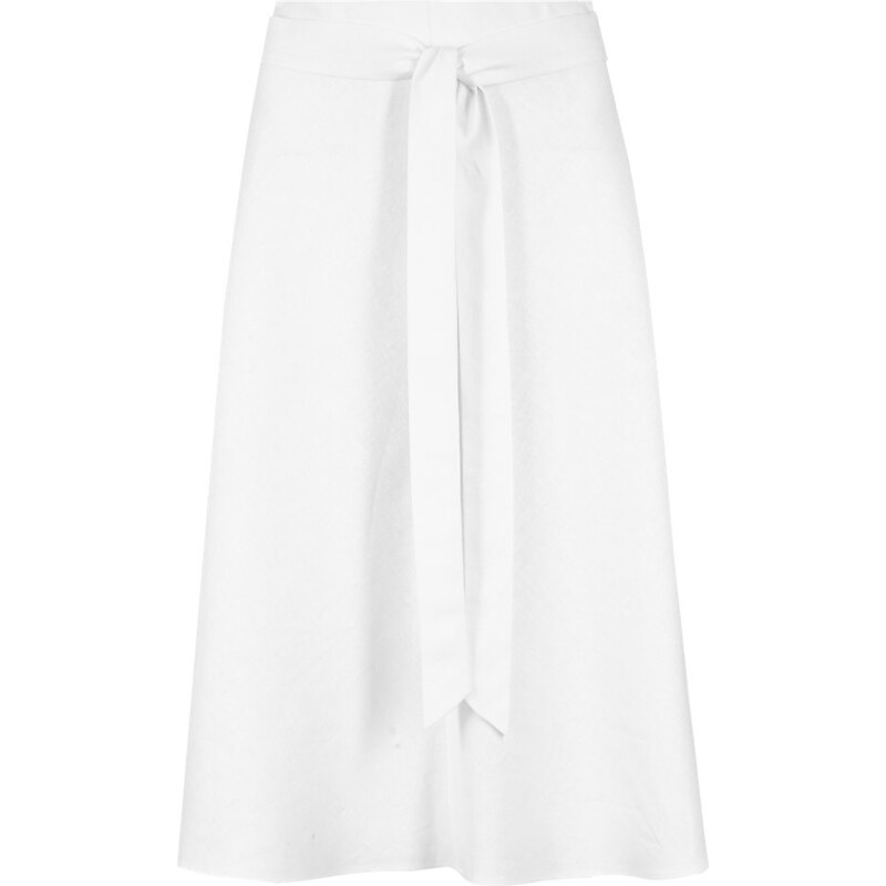 Marks and Spencer Buttonsafe™ Linen Blend Knee Length A-Line Belted Skirt