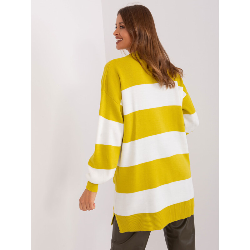 Fashionhunters Olivově-ecru oversize dámský svetr