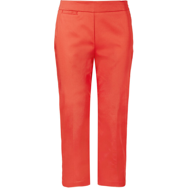 Marks and Spencer Cotton Rich Side Zipped Tapered Cropped Trousers with Buttonsafe™