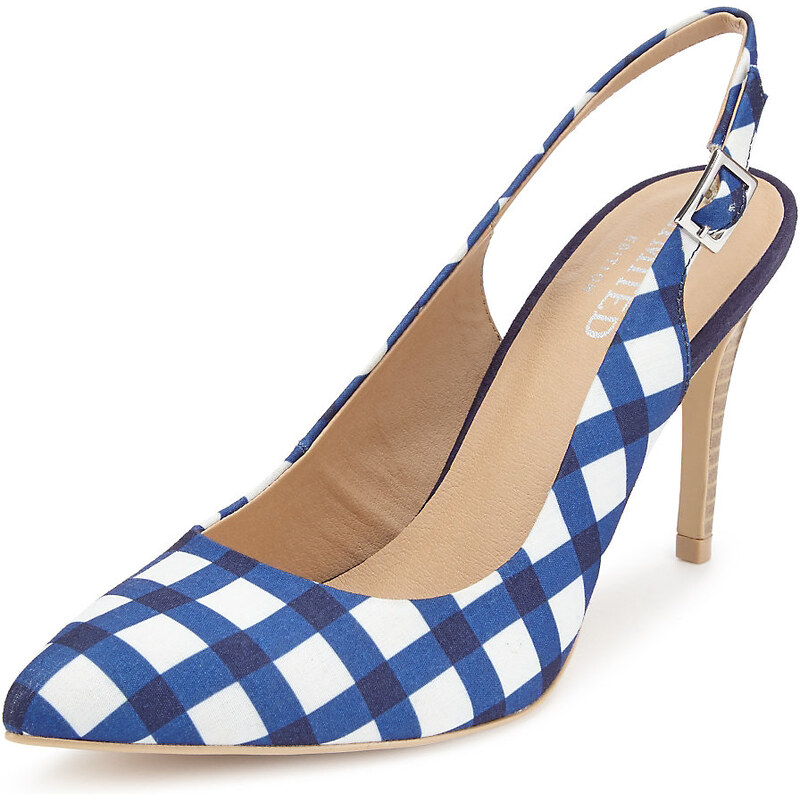 Marks and Spencer High Cut Checked Slingback Court Shoes with Insolia®
