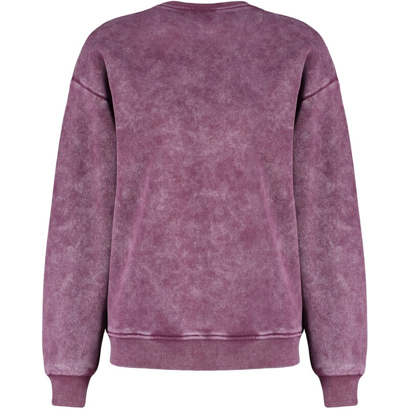 Trendyol Violet Antiqued/Faded Effect Thicker Fleece Inside Oversized/Wide Knitted Sweatshirt