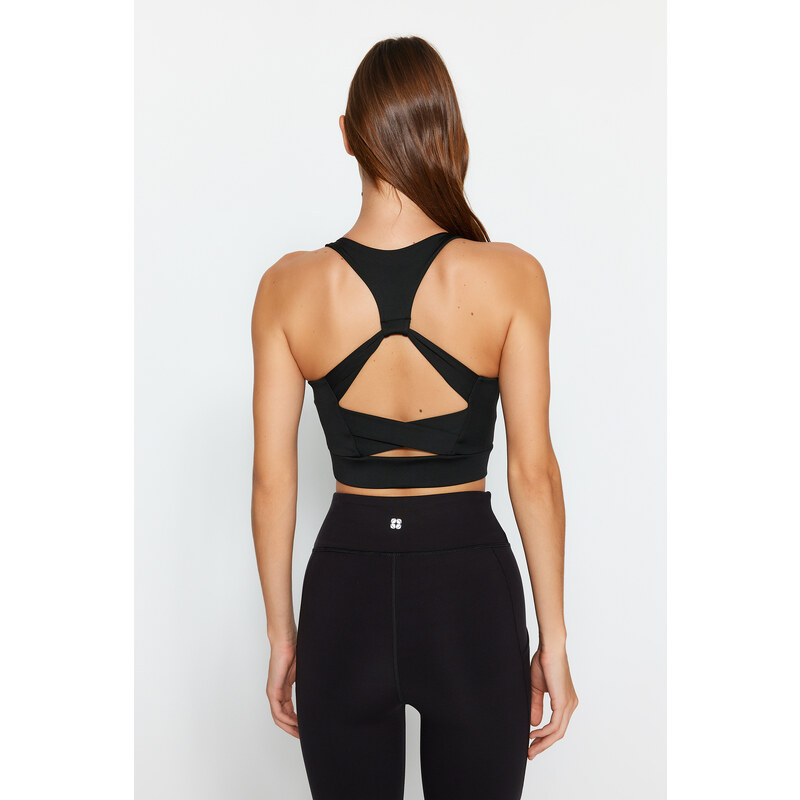 Trendyol Black Back Cross Band Detail Support/Shaping Knitted Sports Bra