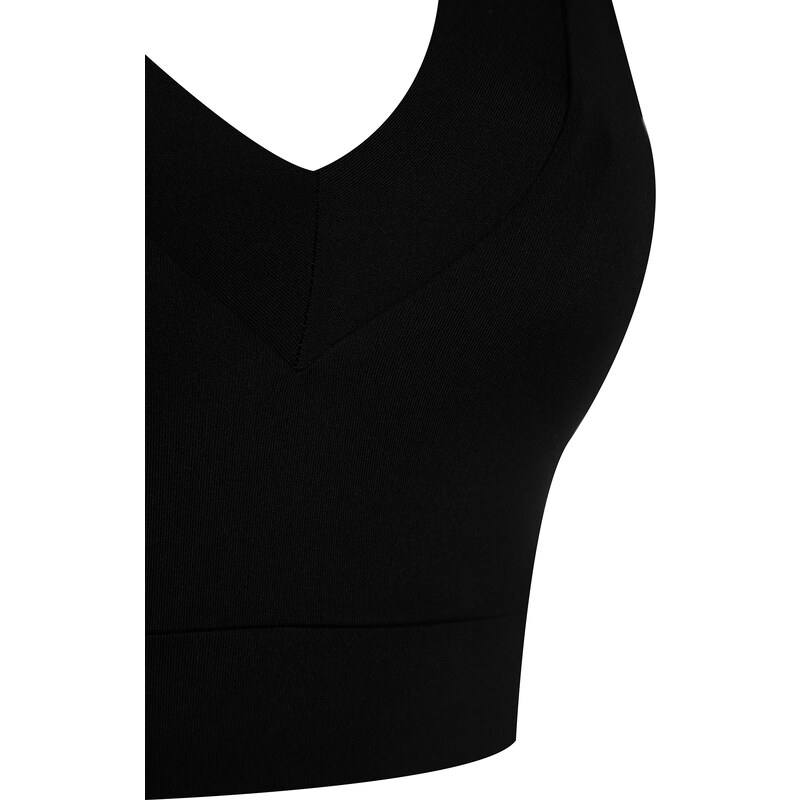 Trendyol Black Supported/Shaping V-Neck Knitted Sports Bra