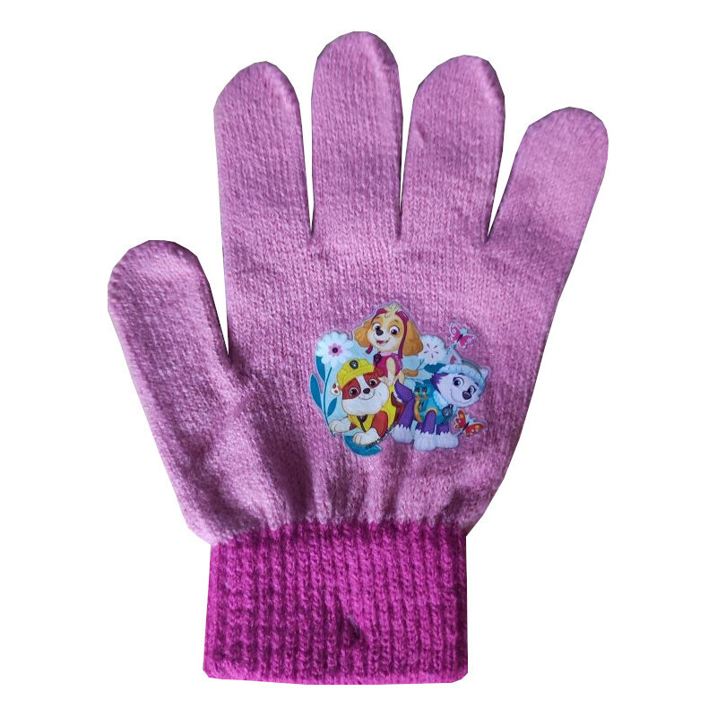 Setino Dívčí pletené prstové rukavice Paw Patrol 174 - světle růžová
