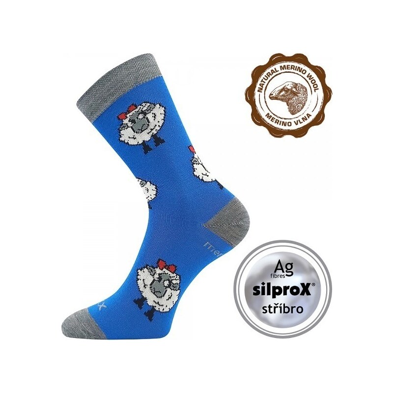 VLNĚNKA DĚTSKÁ teplé veselé merino ponožky VoXX modrá 25-29
