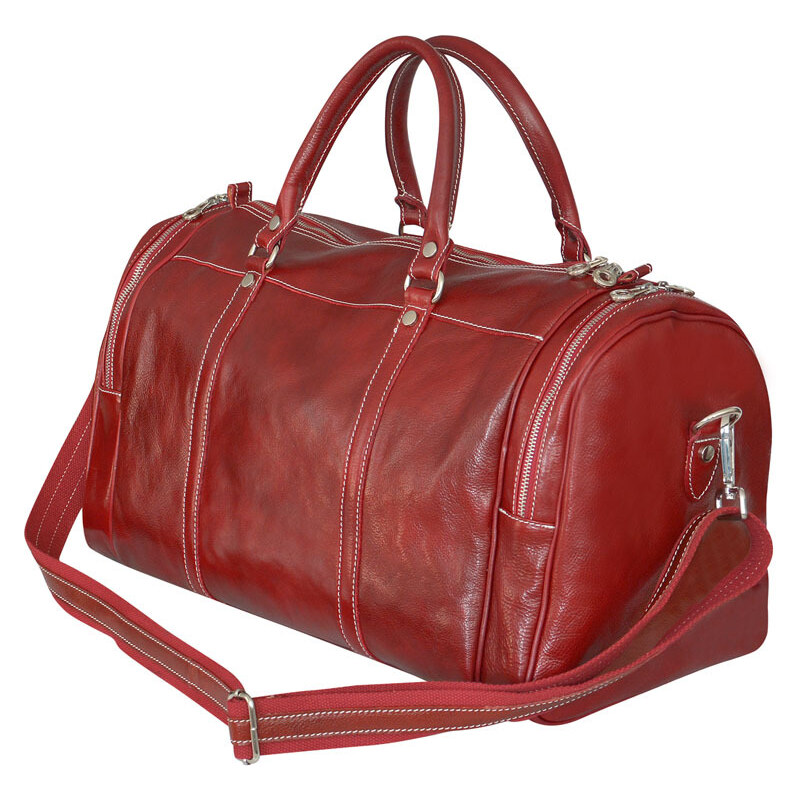Lamour LI530 červená velká kvalitní kožená cestovní taška 54cm/40l