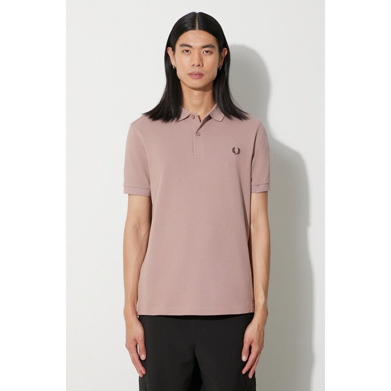 Bavlněné polo tričko Fred Perry růžová barva, s aplikací, M6000.S52