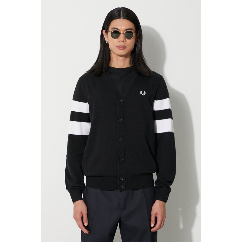 Vlněný svetr Fred Perry černá barva, K5534.102