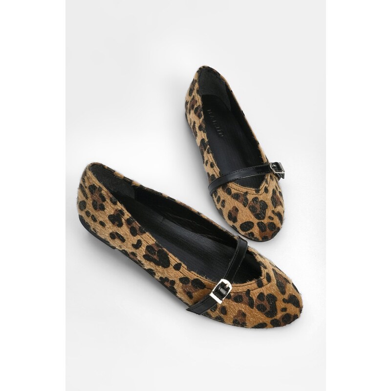 Marjin Women's Banded Flats Flats Leopard Scalloped