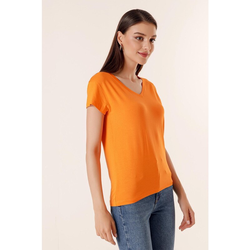 By Saygı Round V-Neck Viscose Blouse