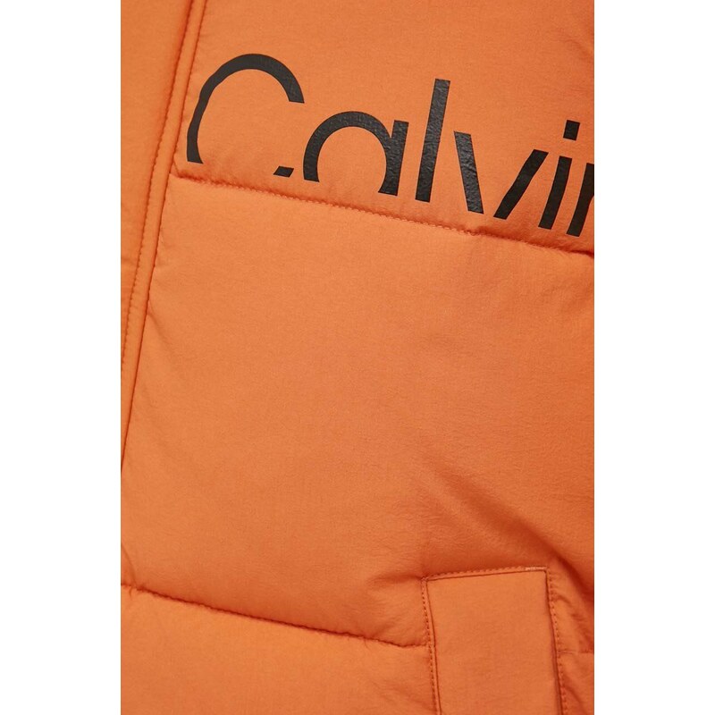 Bunda Calvin Klein Jeans pánská, oranžová barva, zimní