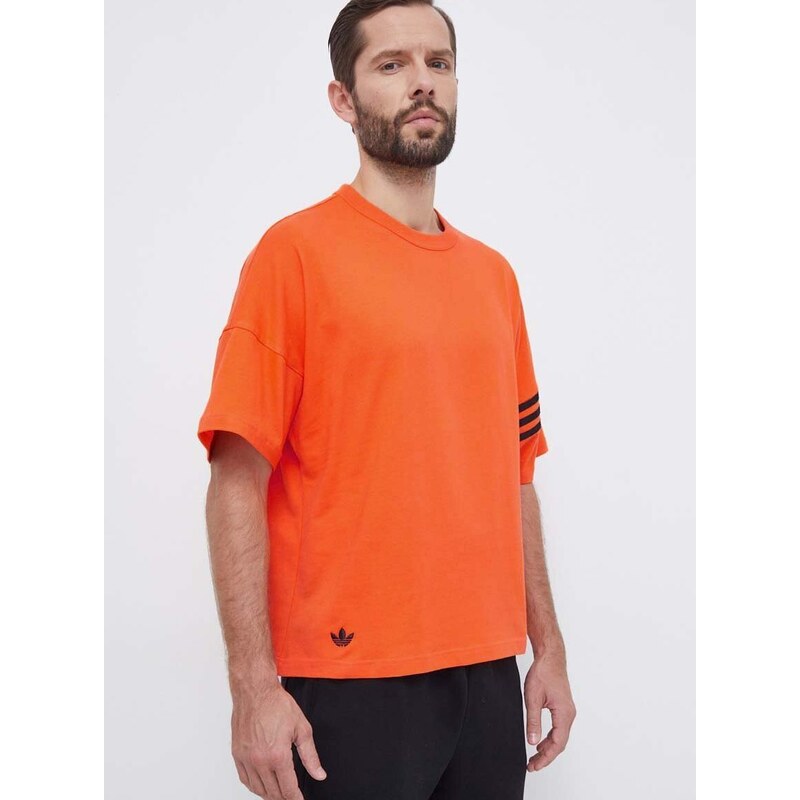 Bavlněné tričko adidas Originals oranžová barva, s aplikací