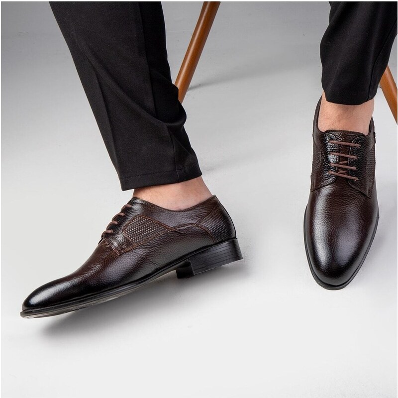 Ducavelli Sace Genuine Leather Men's Classic Shoes, Derby Classic Shoes, Lace-Up Classic Shoes.