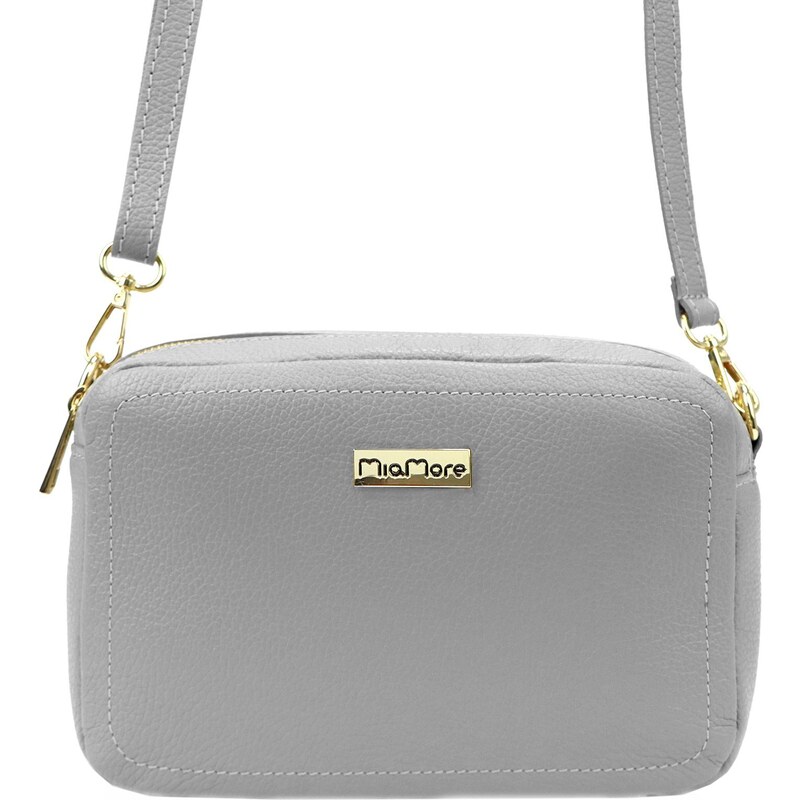 Kožená crossbody kabelka MiaMore 01-063 šedá